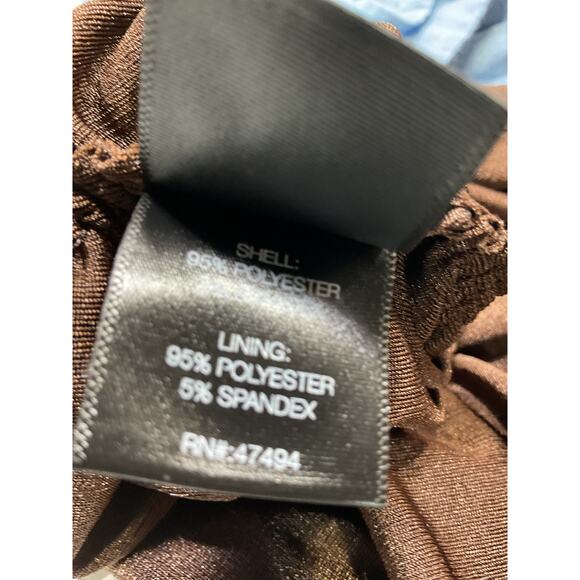 Norma Kamali Brown Drop Off Shoulder Side Drape Hi Lo Gown Size XS - Picture 5 of 5